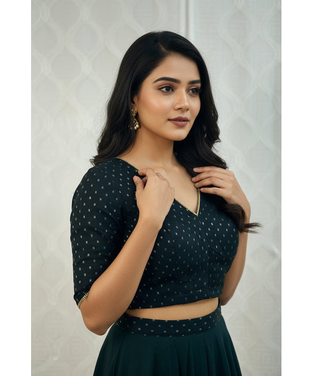 Black cotton blouse by Kurti Connection USA
