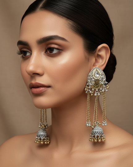 Dual tone Kashmiri earrings by Kurti Connection USA