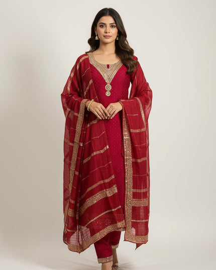 Silk party wear suit by Kurti Connection USA