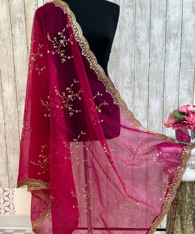 Tissue silk dupatta with sequin work by Kurti Connection USA
