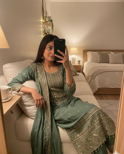 Wedding collection: Chinon silk salwar suit
