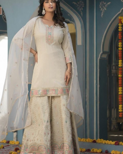 Party wear Tissue silk sharara set