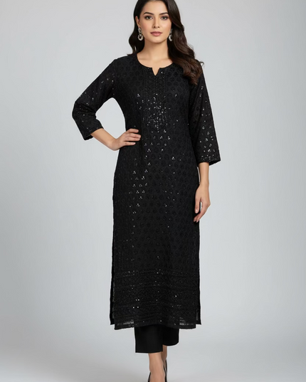 Black Chikankari Kurti