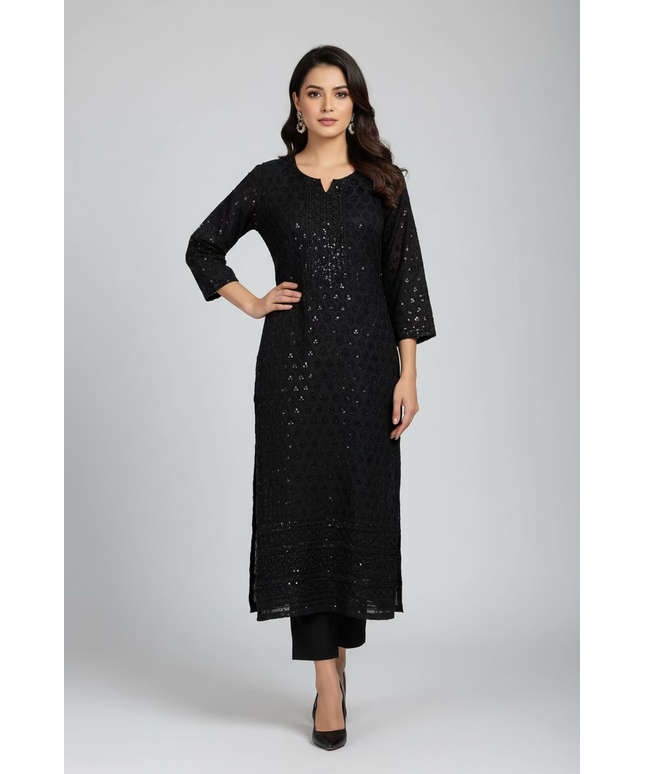 Black Chikankari Kurti