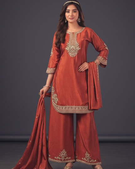 Chinon silk party wear salwar set