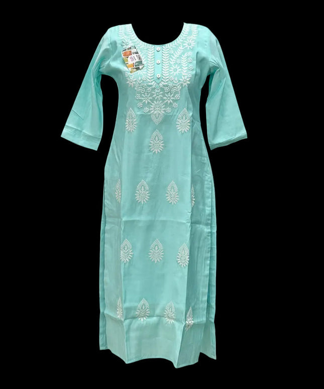 Chikankari modal silk kurti by Kurti Connection USA