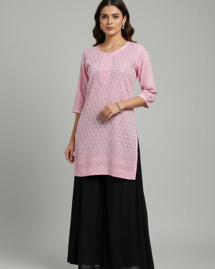 Chikankari short kurti by Kurti Connection USA