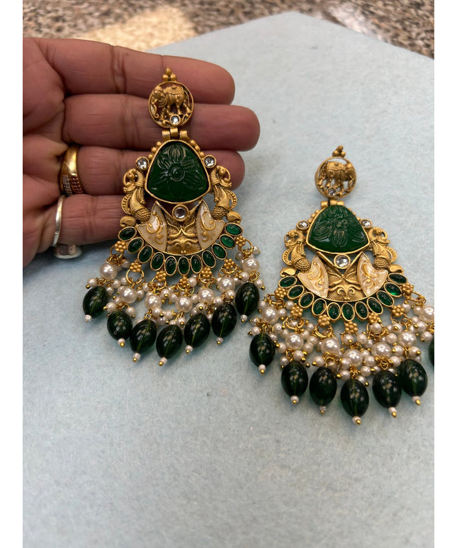 Long jhumki earrings by Kurti Connection USA