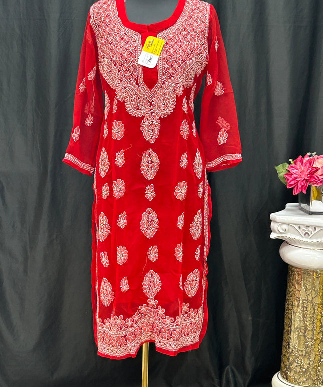 Georgette Chikankari kurti by Kurti Connection USA