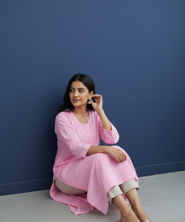 Rayon Chikankari Kurti