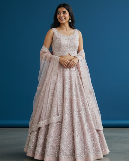 Blush Pink Bridal Lehenga Choli Set