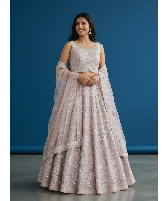 Blush Pink Bridal Lehenga Choli Set