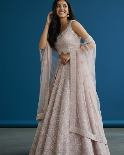 Blush Pink Bridal Lehenga Choli Set