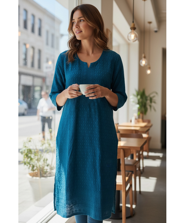 Blue Chikankari Kurti