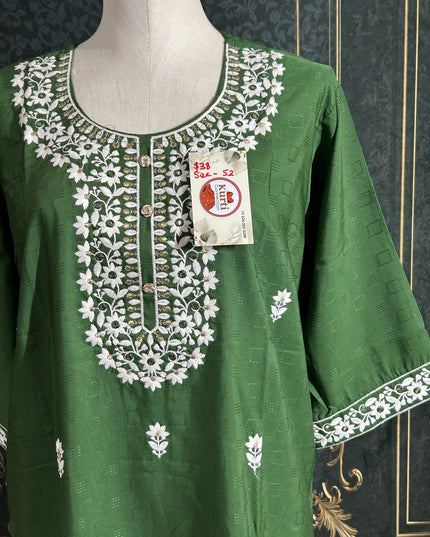 Crape silk chikankari work kurti