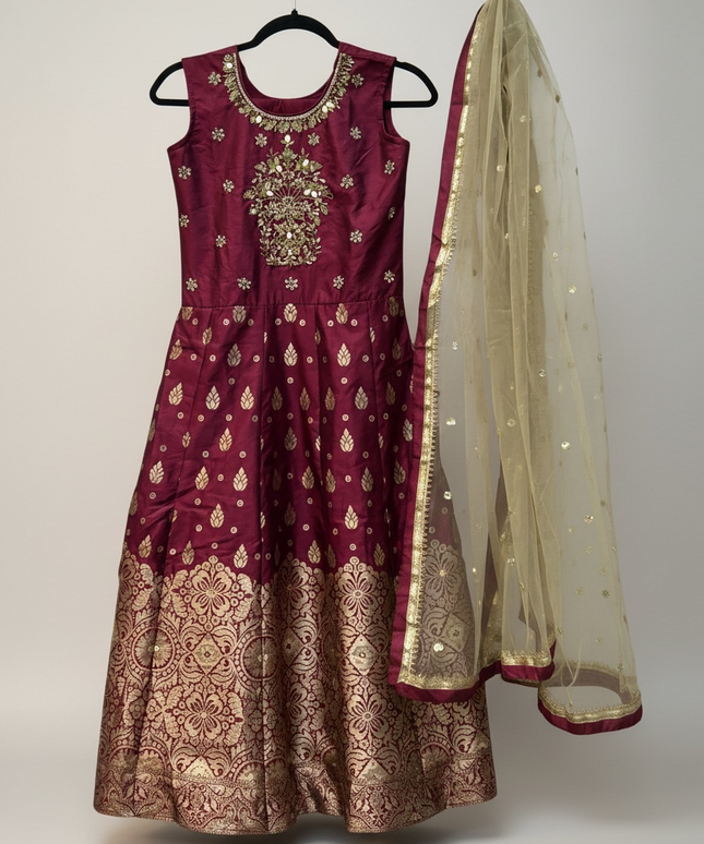 Silk Anarkali dress for 10 year