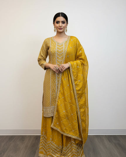 Chinon silk sharara suit
