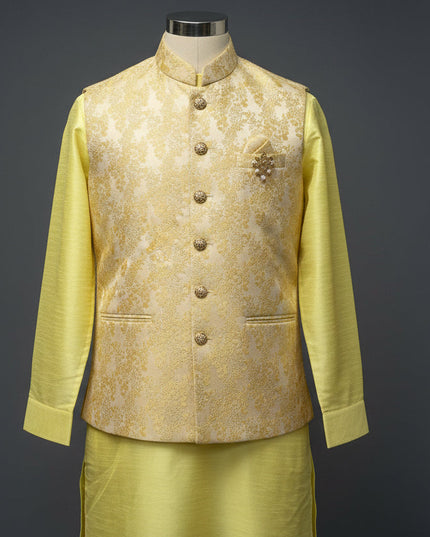 Silk kurta pajama set with jacket