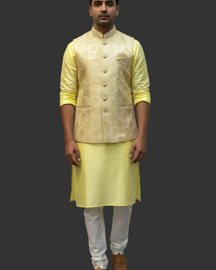 Silk kurta pajama set with jacket