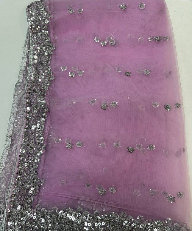 Lilac silver sequin work