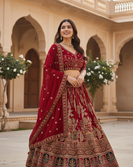 Bridal Satin Lehenga Choli Set – Size 40