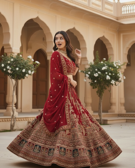 Bridal Satin Lehenga Choli Set – Size 40