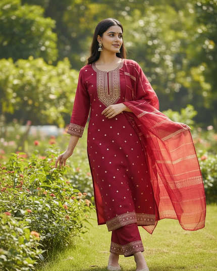 Crape silk Kurti set / salwar suit