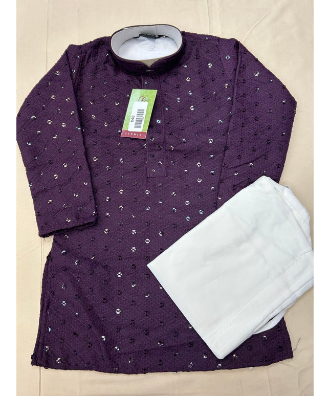 Sequin kurta set : purple (kids : boys) - Kurti Connection USA