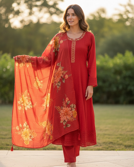 Red Anarkali Kurti set