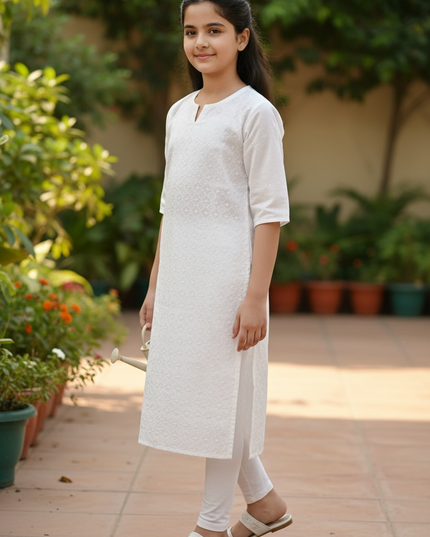 White cotton Kurti for kids : girls
