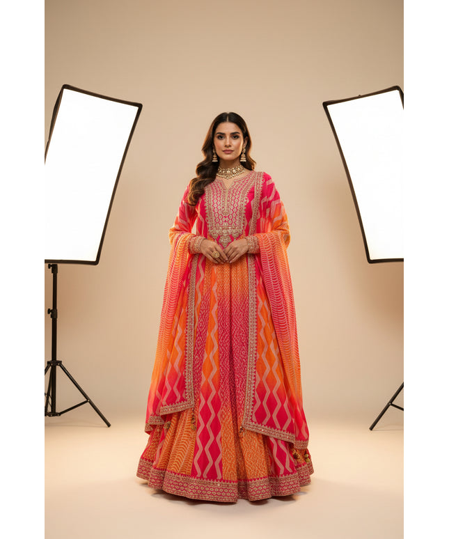 Saawan : Chinon silk long gowns