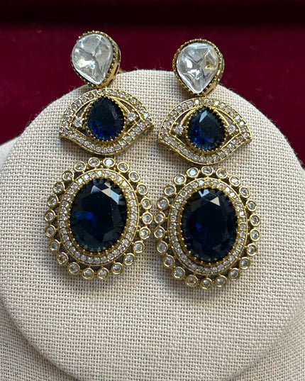 Antique polish earrings : Blue