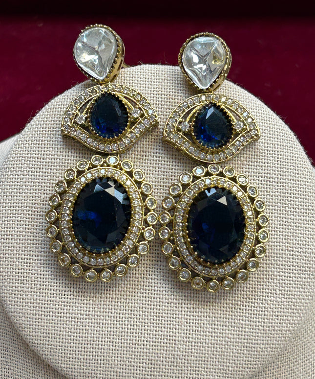 Antique polish earrings : Blue