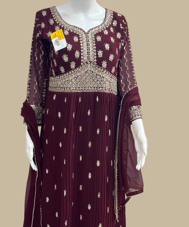 Party wear long gown : wine color - Kurti Connection USA