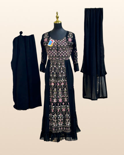 Black party wear Kurti set : perfect for wedding reception