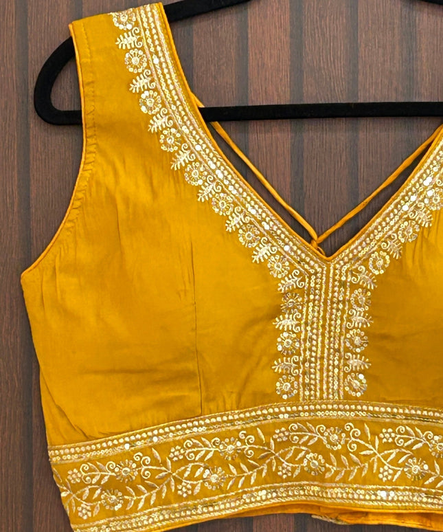 Mustard yellow blouse by Kurti Connection USA