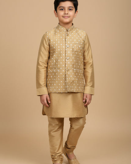 Gold kurta set with jacket