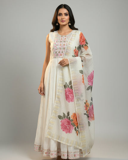 Off white Anarkali Kurti set
