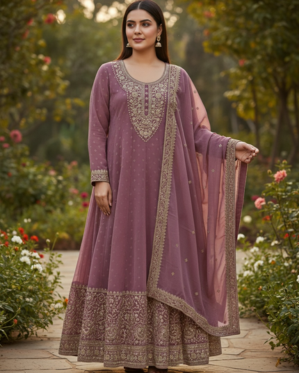 Chiffon long party wear set