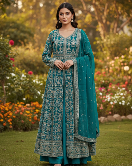 Heavy party wear Anarkali dress with Plazzo pant