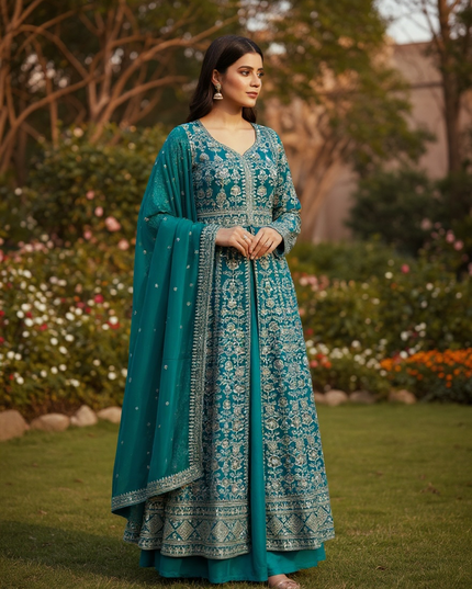 Heavy party wear Anarkali dress with Plazzo pant