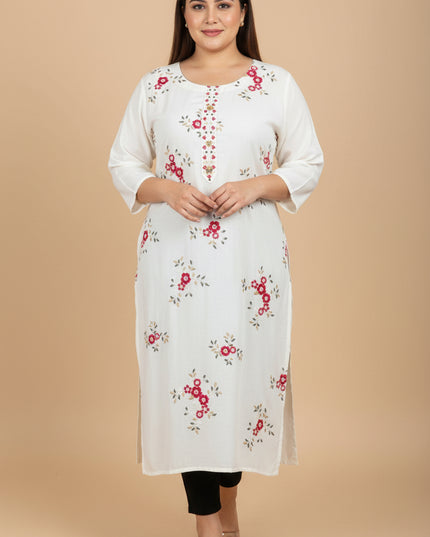 Rayon cotton Kurti - embroidered