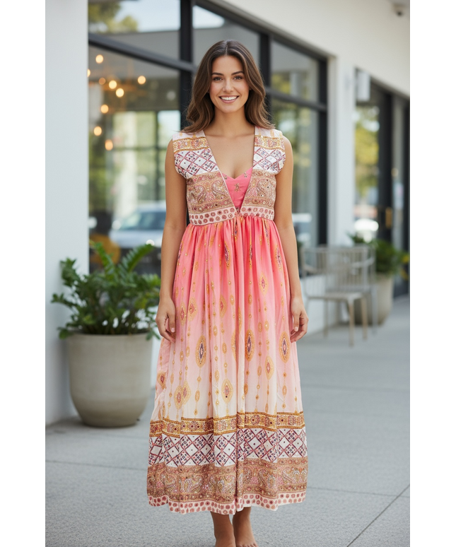 Pink long gown by Kurti Connection USA