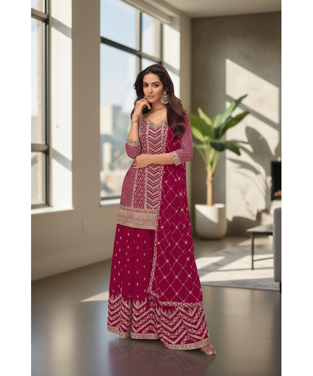 Chinon silk sharara suit by Kurti Connection USA