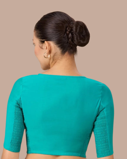 Strechable blouse : teal blue by Kurti Connection USA