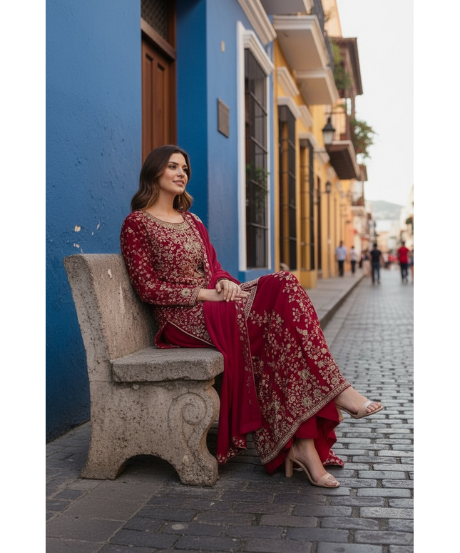 Party wear sharara set by Kurti Connection USA