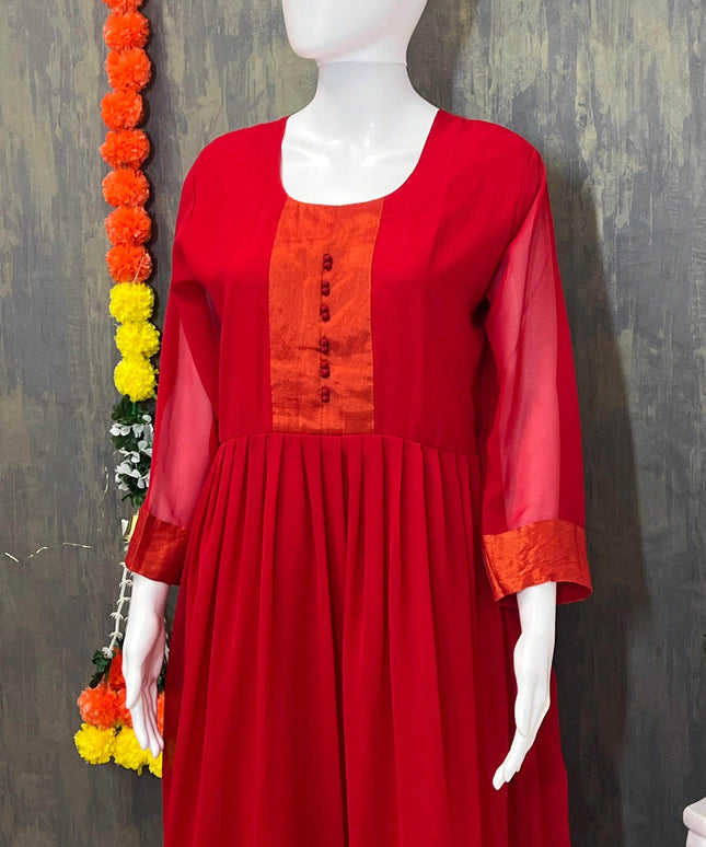 Georgette long kurti - Kurti Connection USA