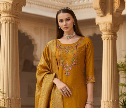 Linen silk Kurti set with banarasi dupatta