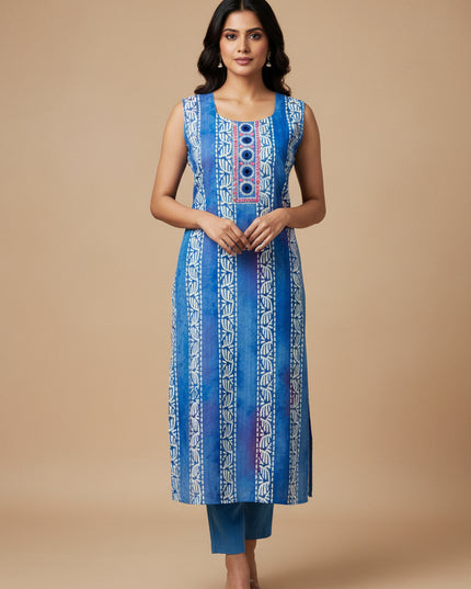 Batik print kurti with full lining - Kurti Connection USA