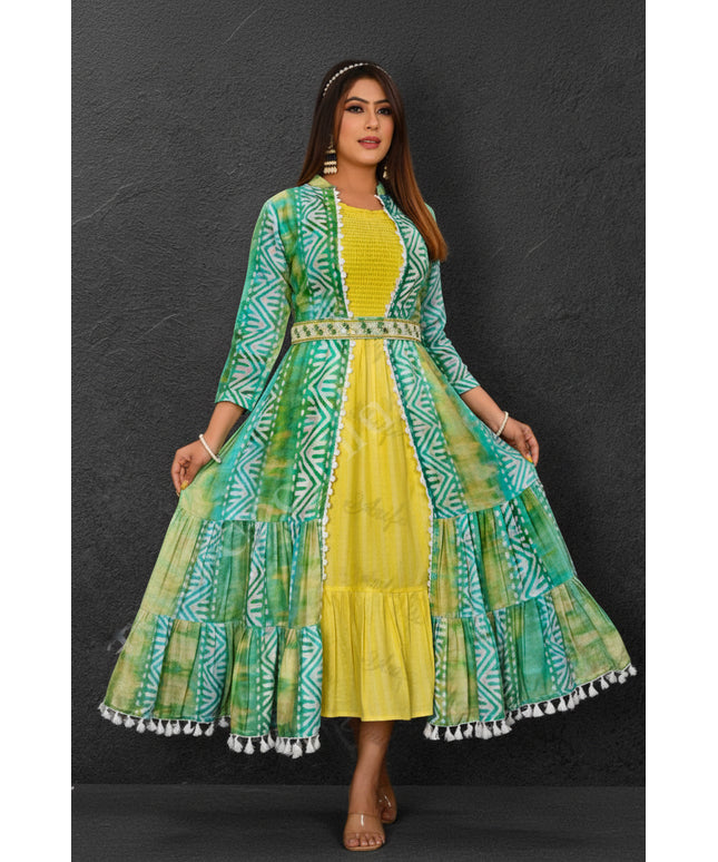 Rayon Kurti with jacket - Kurti Connection USA